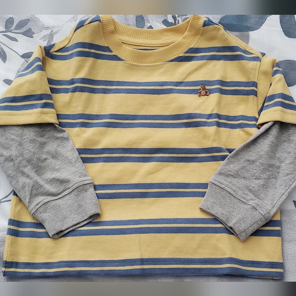 Striped Yellow and Blue Long Sleeve Shirt